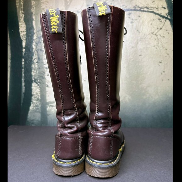 Dr. Martens 20 Eye Boots MADE IN ENGLAND Plum Tall Docs US 8 UK 6 RARE Vintage - Picture 4 of 12